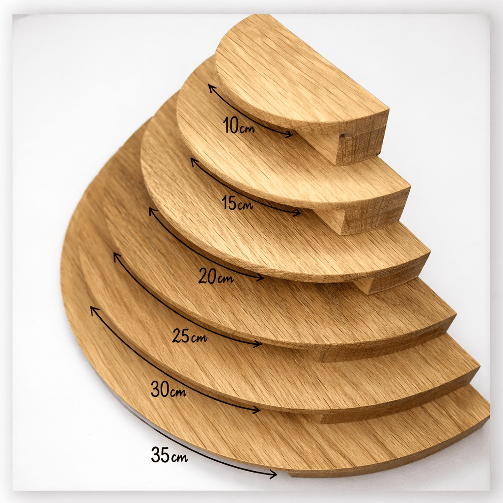 The diameters Oak Half Moon Handle is made in