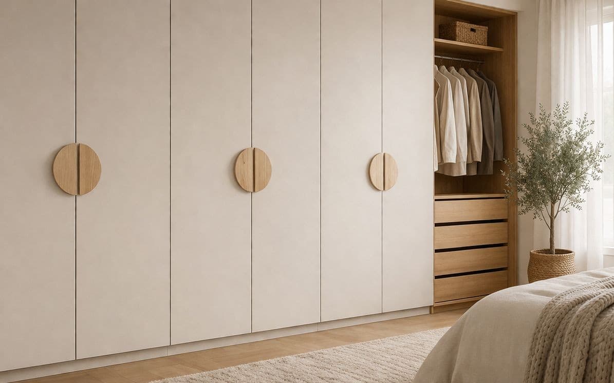Handmade wooden handles displayed on a natural background